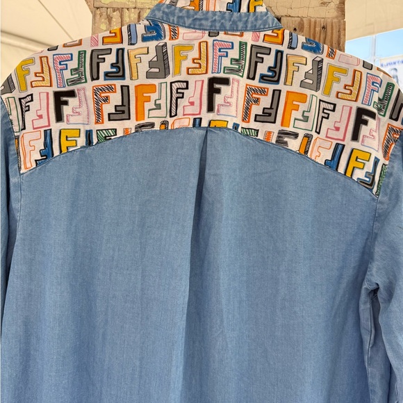 Colorful Designer Patterned Denim Shirt - Picture 2 of 6